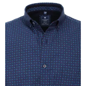 Chemise manche longue marine petit motif blanc rouge de 2XL à 5XL-5XL