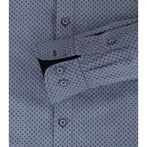Chemise manche longue Bleu motif blanc et rouge de 2XL à 6XL-5XL