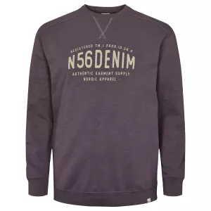 Sweat col rond imprimé N56DENIM gris tempête-7XL