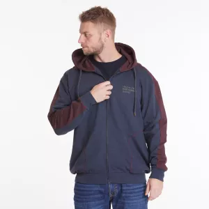 Sweat cardigan bicolore bleu marine et bordeaux-3XL