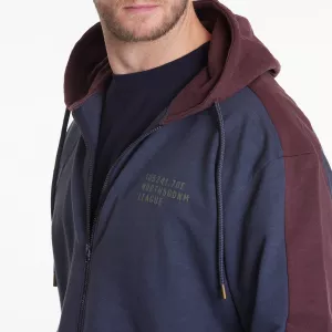 Sweat cardigan bicolore bleu marine et bordeaux-3XL