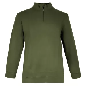 Sweat col zippé uni vert forêt