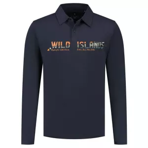 Polo manches longues Wild Islands bleu nuit
