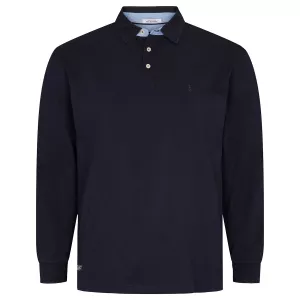 Polo piqué manches longues bleu marine-7XL
