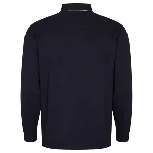 Polo piqué manches longues bleu marine-7XL