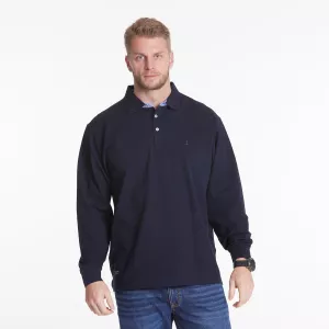 Polo piqué manches longues bleu marine-7XL
