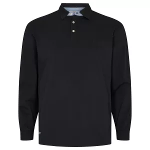 Polo piqué manches longues noir-3XL