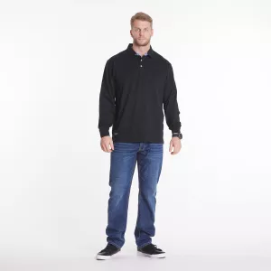 Polo piqué manches longues noir-3XL