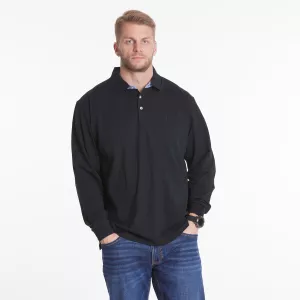 Polo piqué manches longues noir-3XL