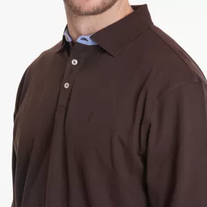Polo North 56°4 manche longue brun foncé de 3XL à 8XL-6XL