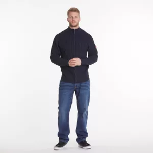 Cardigan zippé torsadé bleu marine col montant-3XL
