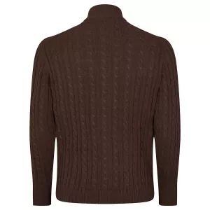 Cardigan zippé torsadé brun foncé col montant-3XL
