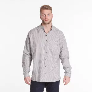 Chemise manche longue Mao lignée bleu gris et blanc de 3XL à 8XL-5XL