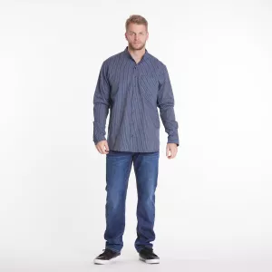 Chemise manche longue Mao lignée bleu de 3XL à 8XL-8XL