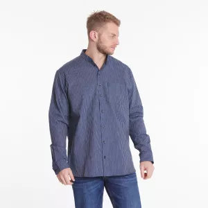 Chemise manche longue Mao lignée bleu de 3XL à 8XL-8XL