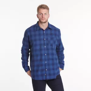 Chemise manche longue col libre carreaux bleu  de 3XL à 8XL-4XL