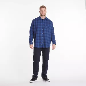 Chemise manche longue col libre carreaux bleu  de 3XL à 8XL-6XL