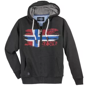 Sweat cardigan à capuche bleu Acier de 3XL à 10XL - Norwegian Flag