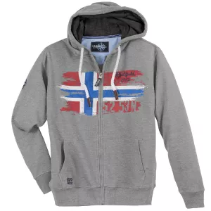 Sweat cardigan à capuche Mélange de gris de 3XL à 10XL - Norwegian Flag