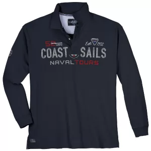 Polo manche longue bleu nuit de 3XL à 10XL - Coast Sails