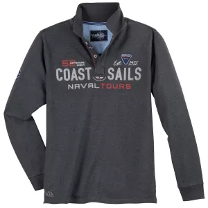 Polo manche longue gris anthracite de 3XL à 10XL - Coast Sails
