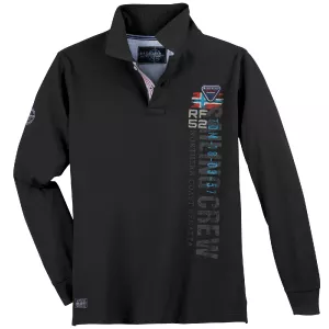 Polo manche longue noire de 3XL à 10XL - Sailing Crew