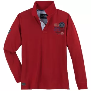 Polo manche longue rouge hibiscus de 3XL à 10XL - Offshore Sailing-5XL