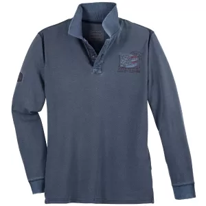 Polo manche longue vintage bleu denim foncé de 3XL à 8XL