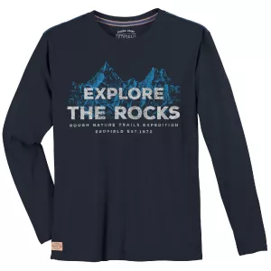 T-shirt manche longue bleu nuit de 3XL à 10XL -Explore the Rocks