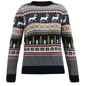Pull Noël motif rennes bleu marine-4XL