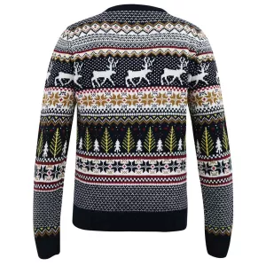 Pull Noël motif rennes bleu marine-2XL