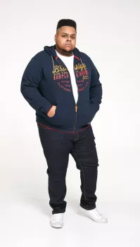 Sweat Zippé à capuche bleu marine de 3XL à 10XL - Brooklyn-5XL