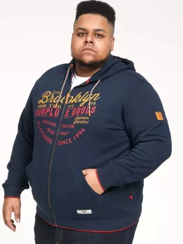 Sweat Zippé à capuche bleu marine de 3XL à 10XL - Brooklyn-3XL