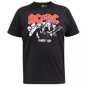 T-shirt noir délavé manche courte 3XL à 8XL - ACDC - PWR UP