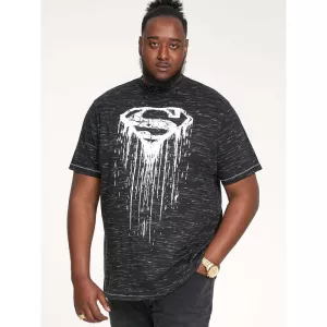 T-shirt D555 Superman graphique Mélange de noir-4XL