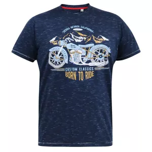 T-shirt D555 Born to Ride Mélange de bleu marine-7XL