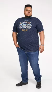 T-shirt D555 Born to Ride Mélange de bleu marine-7XL
