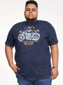 T-shirt D555 Born to Ride Mélange de bleu marine-7XL