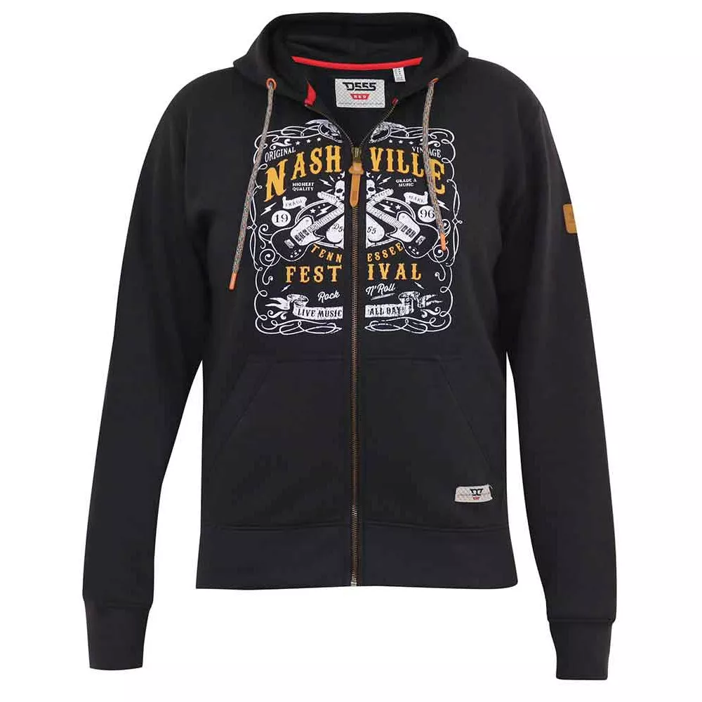 Pull cardigan Zippé à capuche  noir délavé de 3XL à 8XL - Nashville-5XL