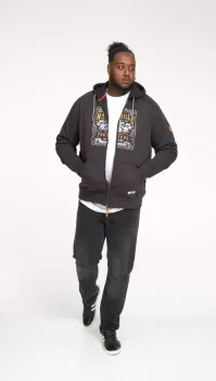 Sweat zippé D555 Nashville noir délavé-5XL