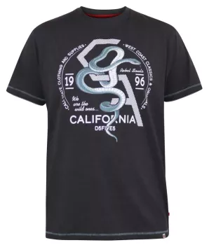 T-shirt noir délavé manche courte 3XL à 10XL - Snake