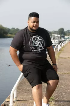 T-shirt noir délavé manche courte 3XL à 10XL - Snake-10XL