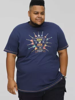 T-shirt bleu marine Français manche courte 4XL à 10XL - Born To Rock-4XL