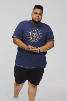 T-shirt bleu marine Français manche courte 4XL à 10XL - Born To Rock-6XL