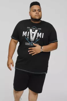 T-shirt noir manche courte 5XL et  6XL - Miami-5XL