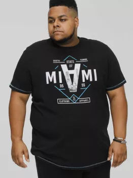 T-shirt noir manche courte 5XL et  6XL - Miami-6XL