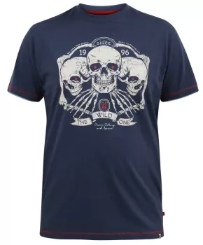 T-shirt bleu ardoise manche courte 4XL et 5XL - Trio Of Skulls