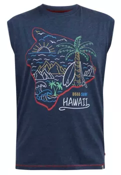 Débardeur D555 Hawaii surf Mélange de bleu Denim