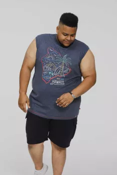 Débardeur D555 Hawaii surf Mélange de bleu Denim-8XL