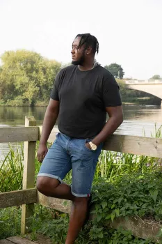 Short denim bleu délavé de 42US à 56US - JONES-P46
